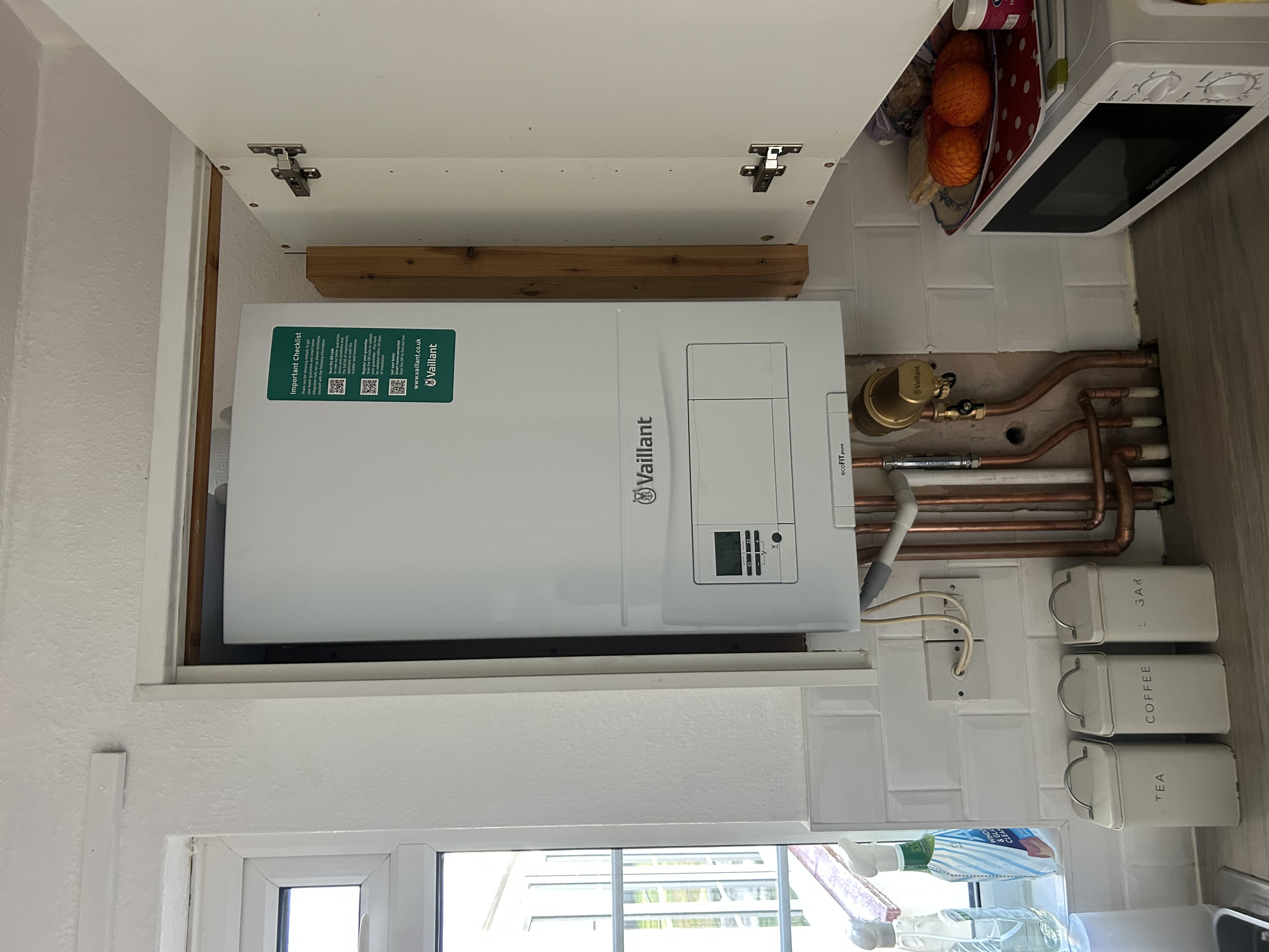 Radiator installation in progress